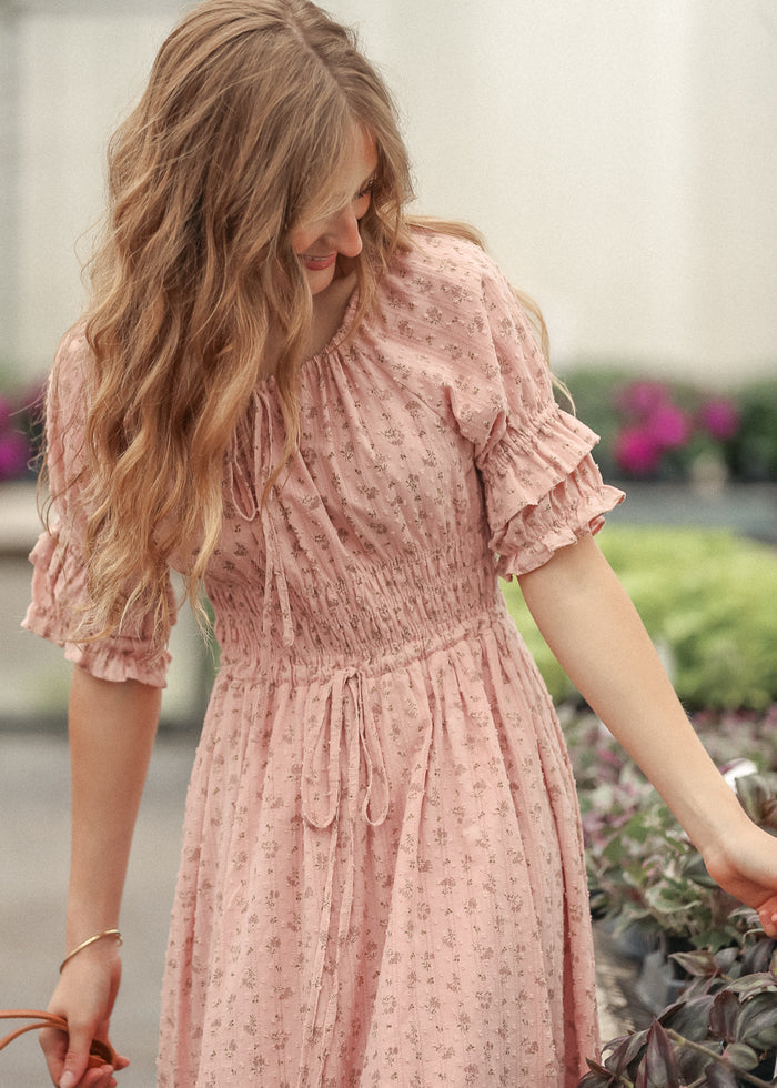 Celine Puff Sleeve Pink Floral Maxi Dress IC Dresses