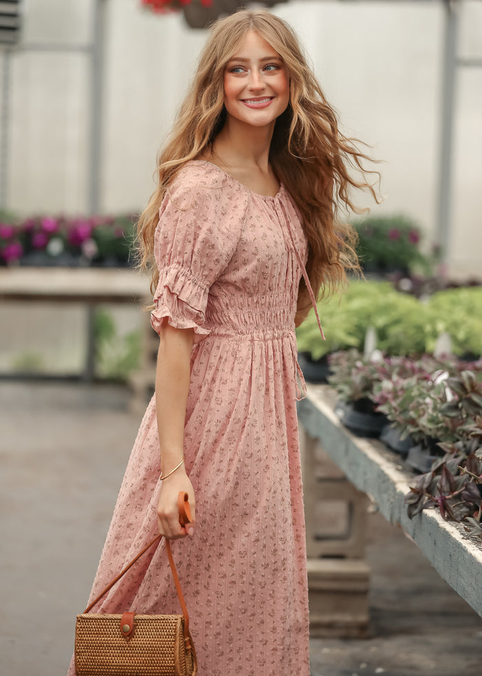 Celine Puff Sleeve Pink Floral Maxi Dress IC Dresses