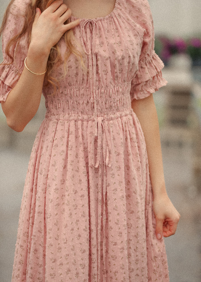 Celine Puff Sleeve Pink Floral Maxi Dress IC Dresses