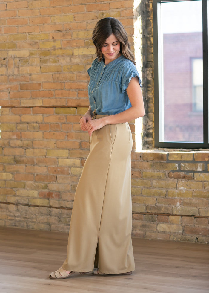 Chambray Button Front Top FF Tops