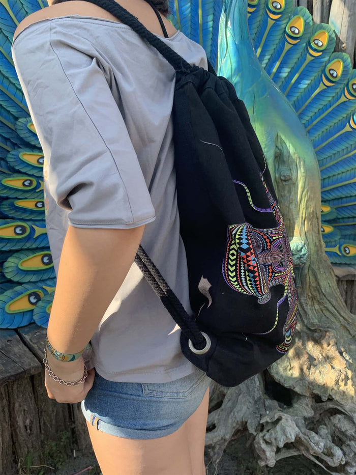 Chango Drawstring Bag - Sacred Geometry Design Detail by Symbolika