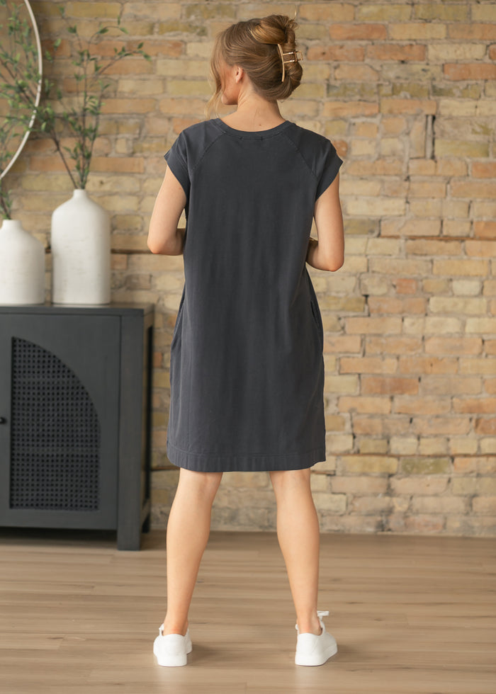Charcoal Washed Jersey Midi Dress FF Dresses
