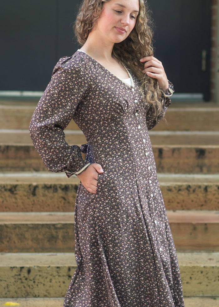 Chestnut Floral Button Down Dress FF Dresses