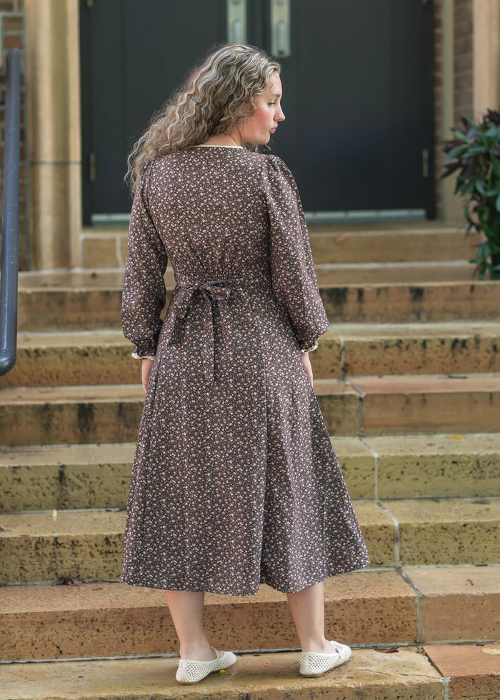 Chestnut Floral Button Down Dress FF Dresses