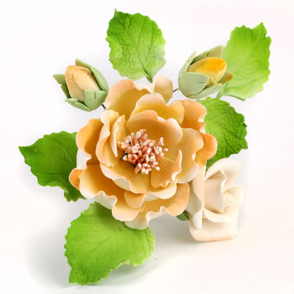 Yellow Chicago Rose Spray Sugarflower cake decoration perfect for cake decorating fondant cakes.  Wholesale sugarflower cake supply. Caljava