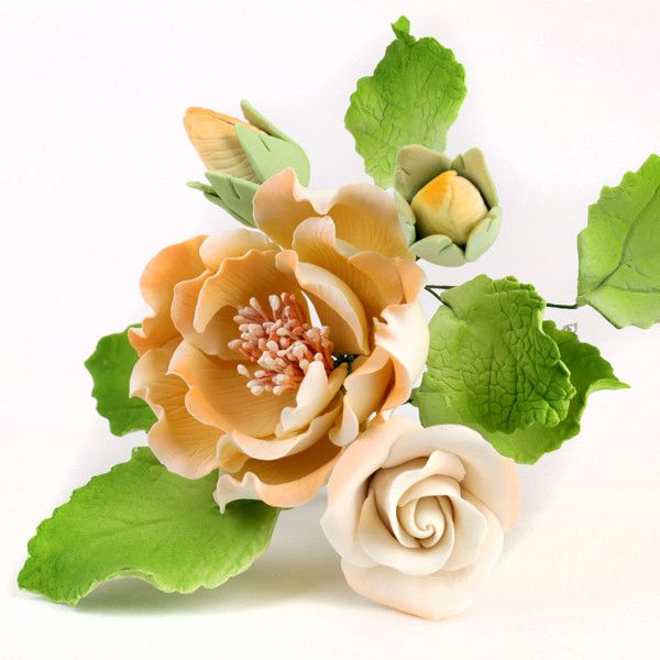 Yellow Chicago Rose Spray Sugarflower cake decoration perfect for cake decorating fondant cakes.  Wholesale sugarflower cake supply. Caljava