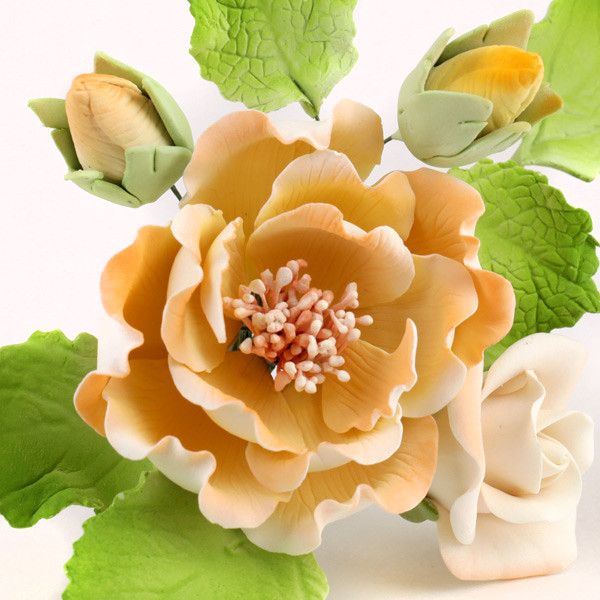 Yellow Chicago Rose Spray Sugarflower cake decoration perfect for cake decorating fondant cakes.  Wholesale sugarflower cake supply. Caljava