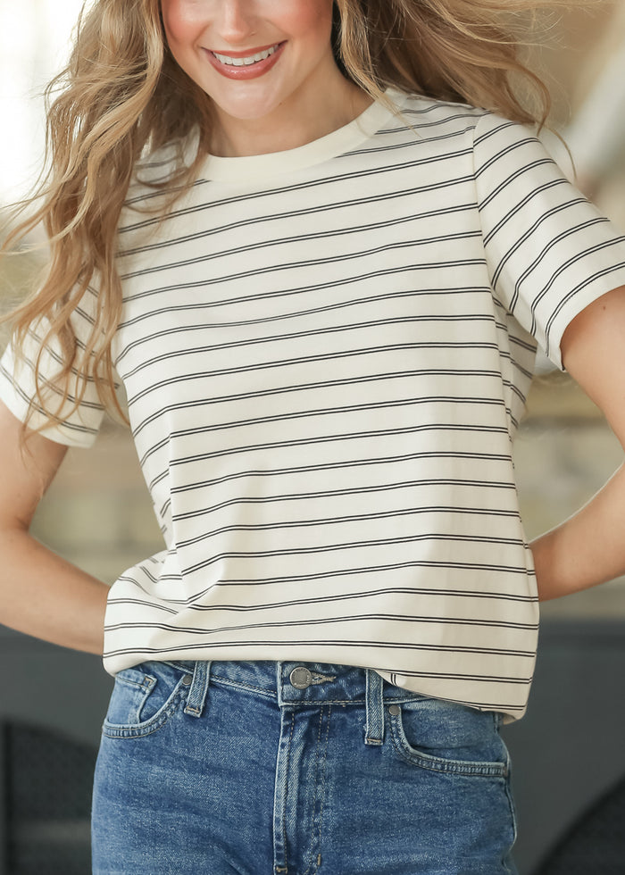Chloe Cream Essential Striped Tee IC Tops