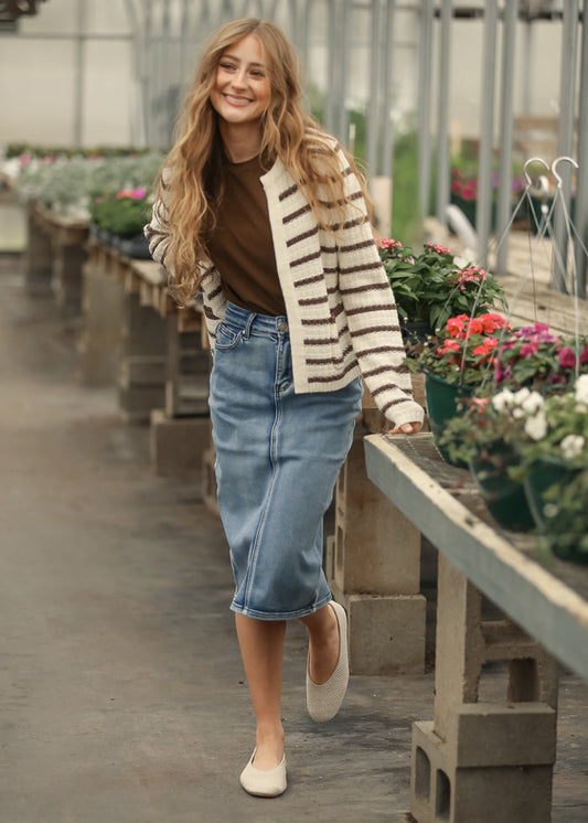 Chunky Knit Striped Cardigan - FINAL SALE FF Tops