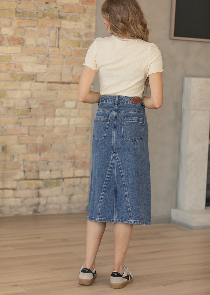 Claire Medium Wash Midi Denim Skirt IC Skirts
