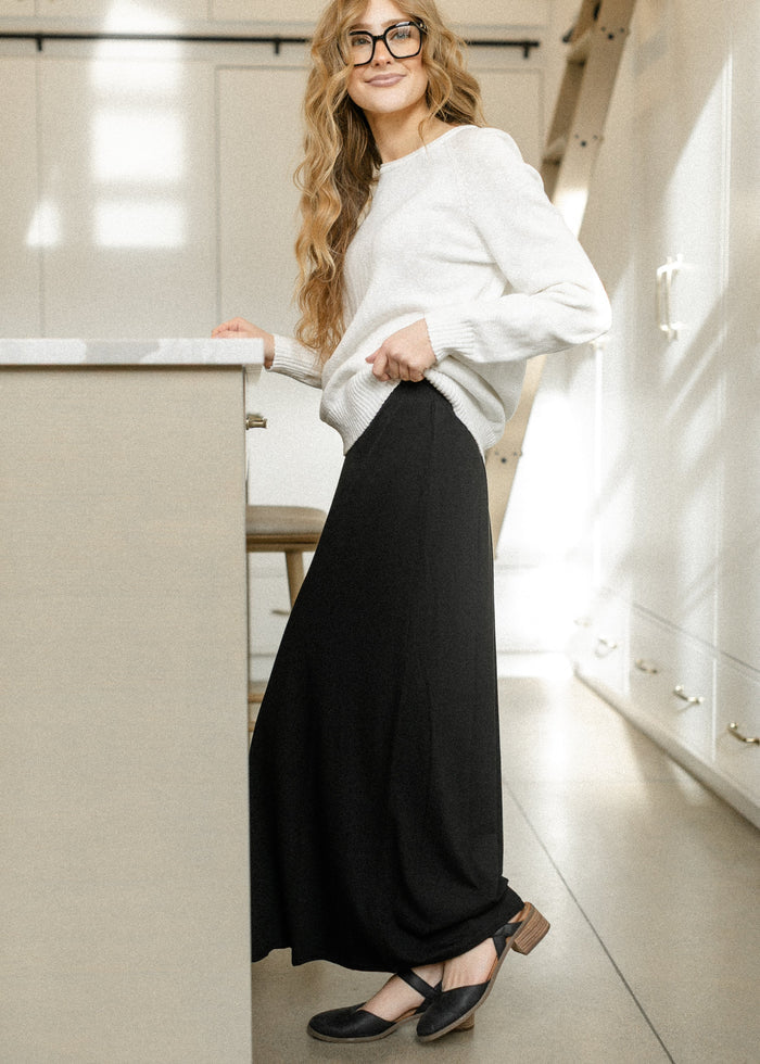 Clarise Black Premium Knit Maxi Skirt IC Skirts