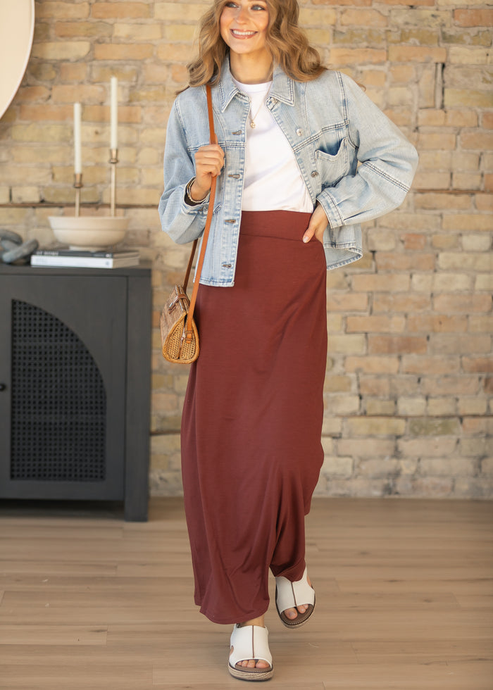Clarise Rust Premium Knit Maxi Skirt IC Skirts