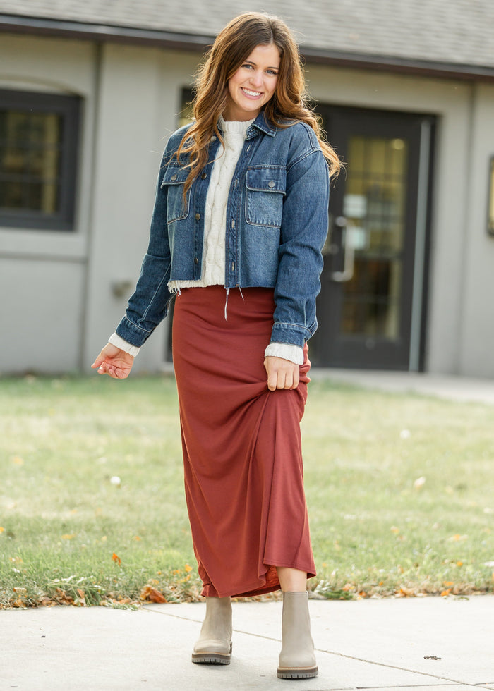 Clarise Rust Premium Knit Maxi Skirt IC Skirts