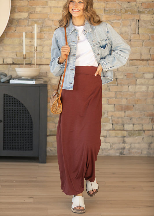 Clarise Rust Premium Knit Maxi Skirt IC Skirts