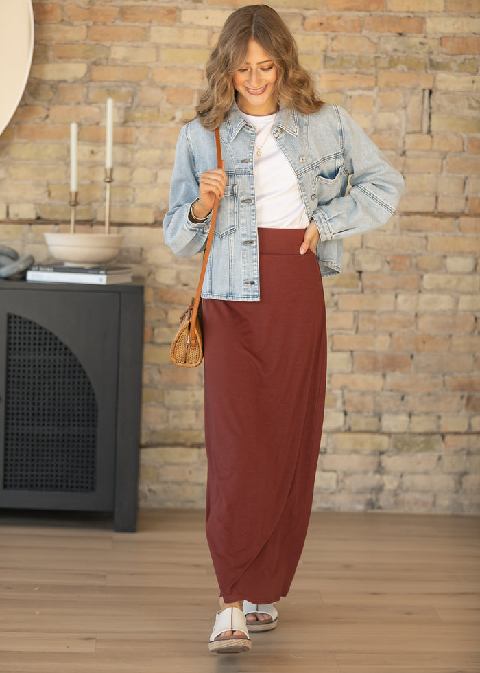 Clarise Rust Premium Knit Maxi Skirt IC Skirts