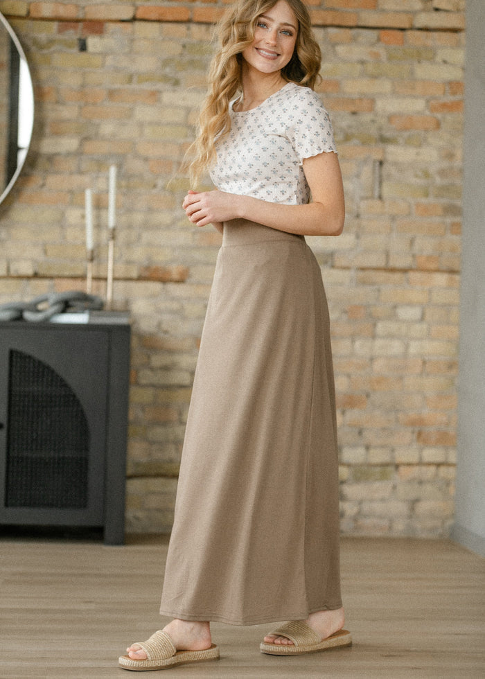 Clarise Taupe Premium Knit Maxi Skirt IC Skirts
