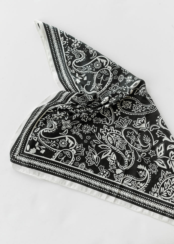 Classic Black Paisley Satin Scarf Accessory
