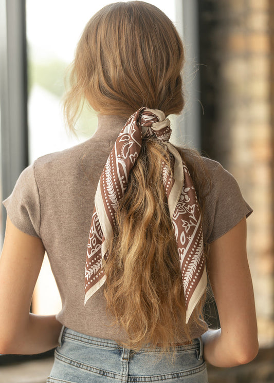 Classic Brown Paisley Satin Scarf Accessory