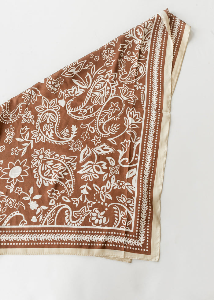Classic Brown Paisley Satin Scarf Accessory