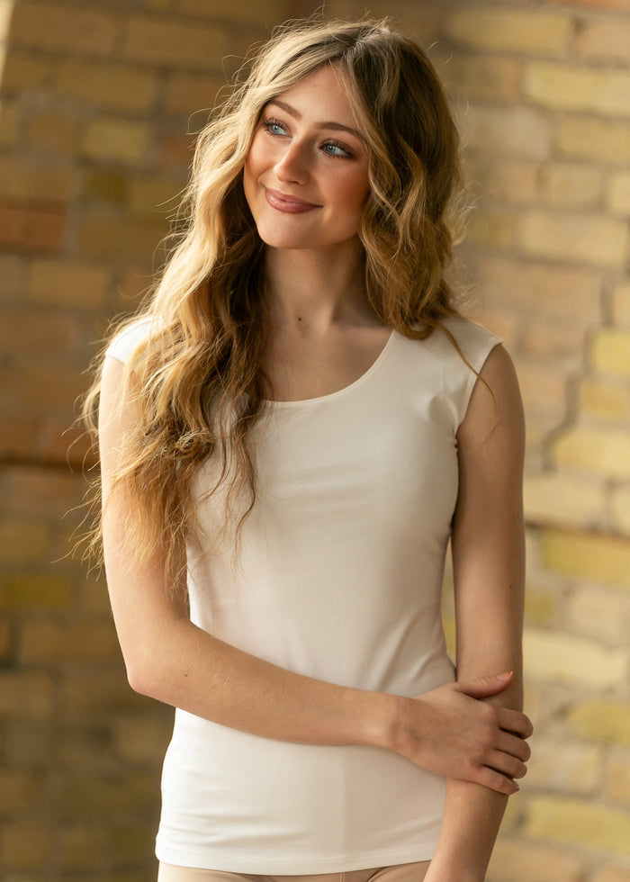 Classic Ivory Cap Sleeve Tank IC Layering Essentials