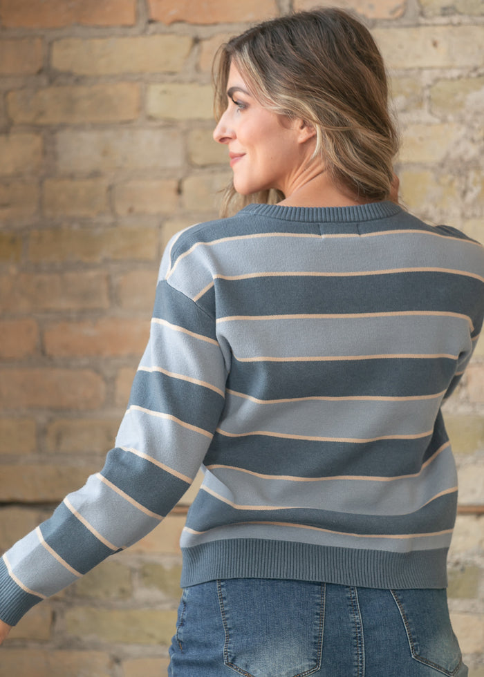 Classic Contrast Striped Sweater Top FF Tops