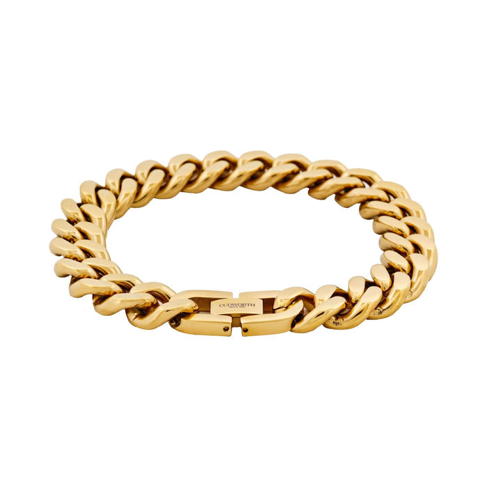 Classic Cuban Link Bracelet Ion Plated Gold (215 x 12mm)