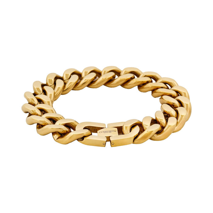 Classic Cuban Link Bracelet Ion Plated Gold (215 x 16mm)