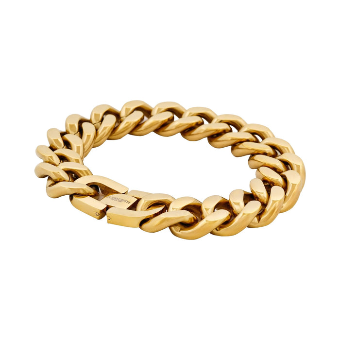 Classic Cuban Link Bracelet Ion Plated Gold (215 x 16mm)
