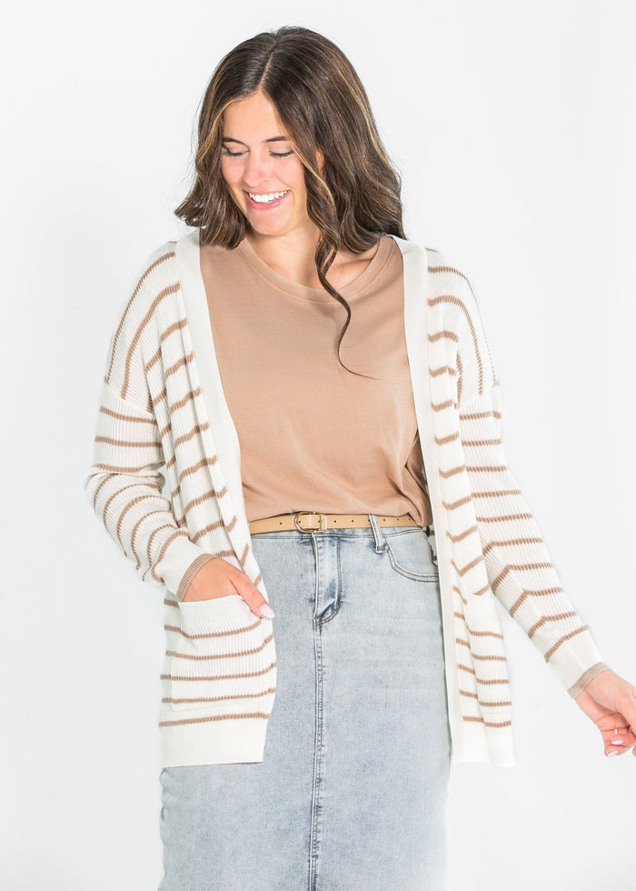 Classic Knit Striped Cardigan FF Tops S/M