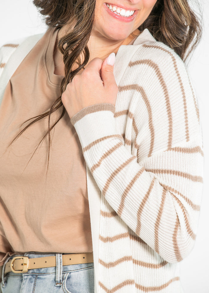 Classic Knit Striped Cardigan FF Tops