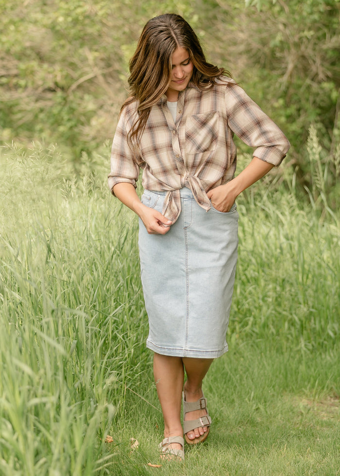 Classic Plaid Button Up Top FF Tops