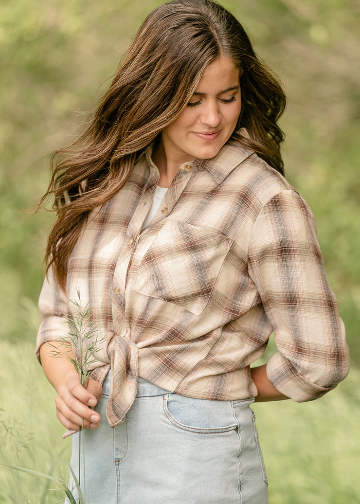 Classic Plaid Button Up Top FF Tops