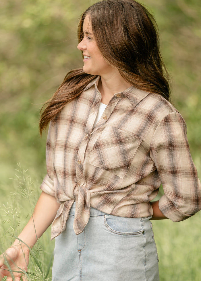 Classic Plaid Button Up Top FF Tops