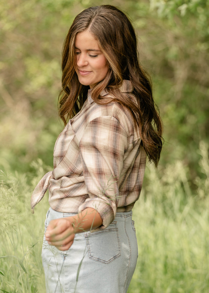 Classic Plaid Button Up Top FF Tops