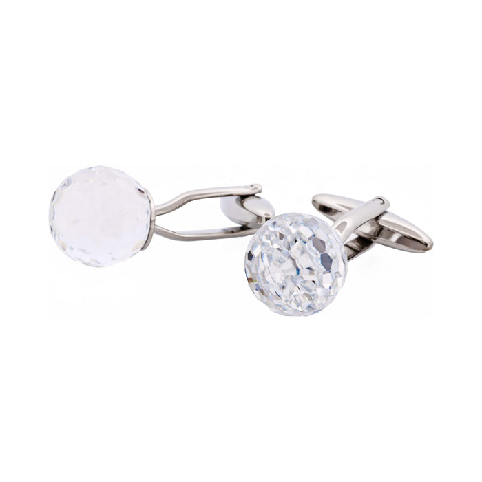 Clear Resin Crystal Ball & Rhodium Plated Cufflinks