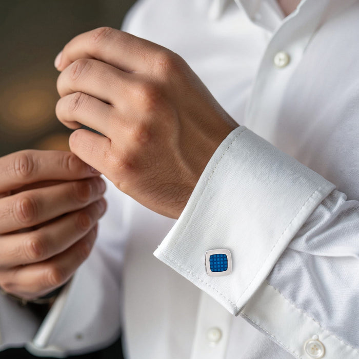 Cobalt Blue Enamel Square Cufflinks