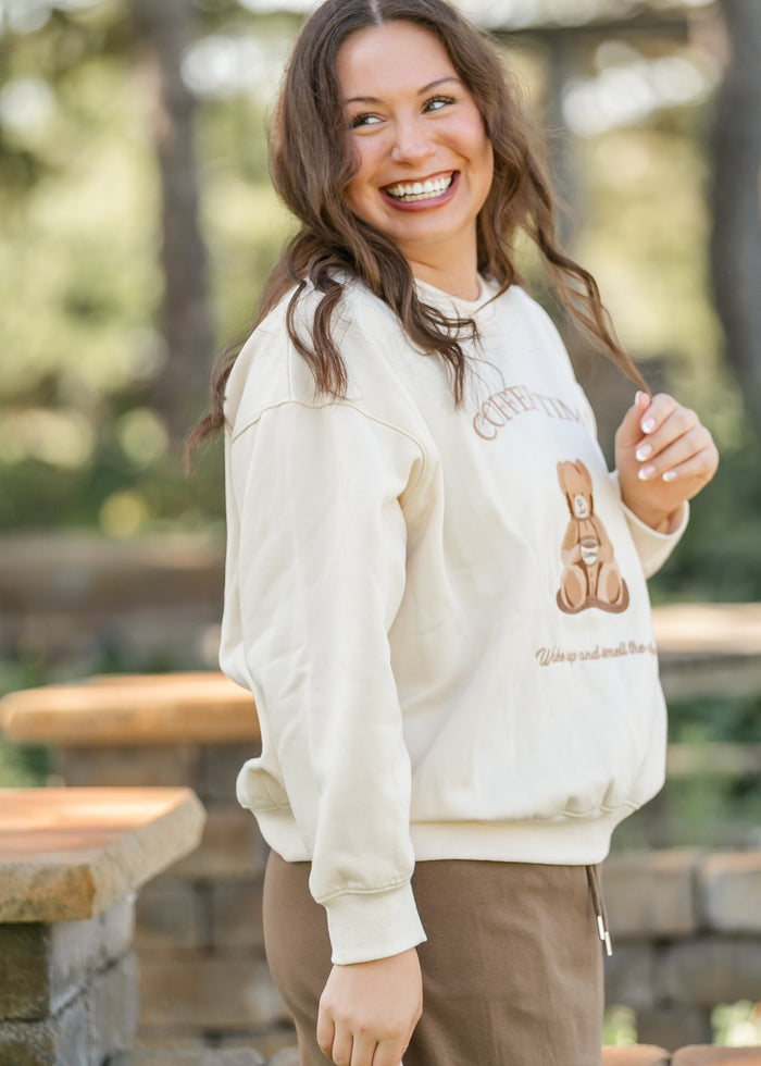 Coffee Time Graphic Crewneck Sweatshirt FF Tops