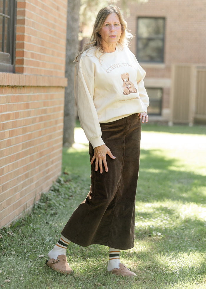 Coffee Time Graphic Crewneck Sweatshirt FF Tops