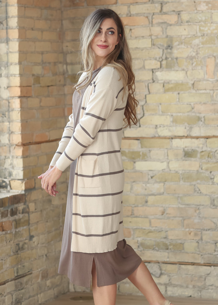 Collins Striped Waffle Knit Cardigan IC Layering Essentials