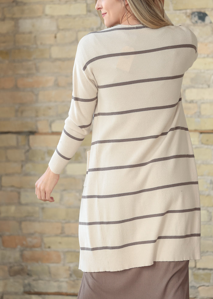 Collins Striped Waffle Knit Cardigan IC Layering Essentials
