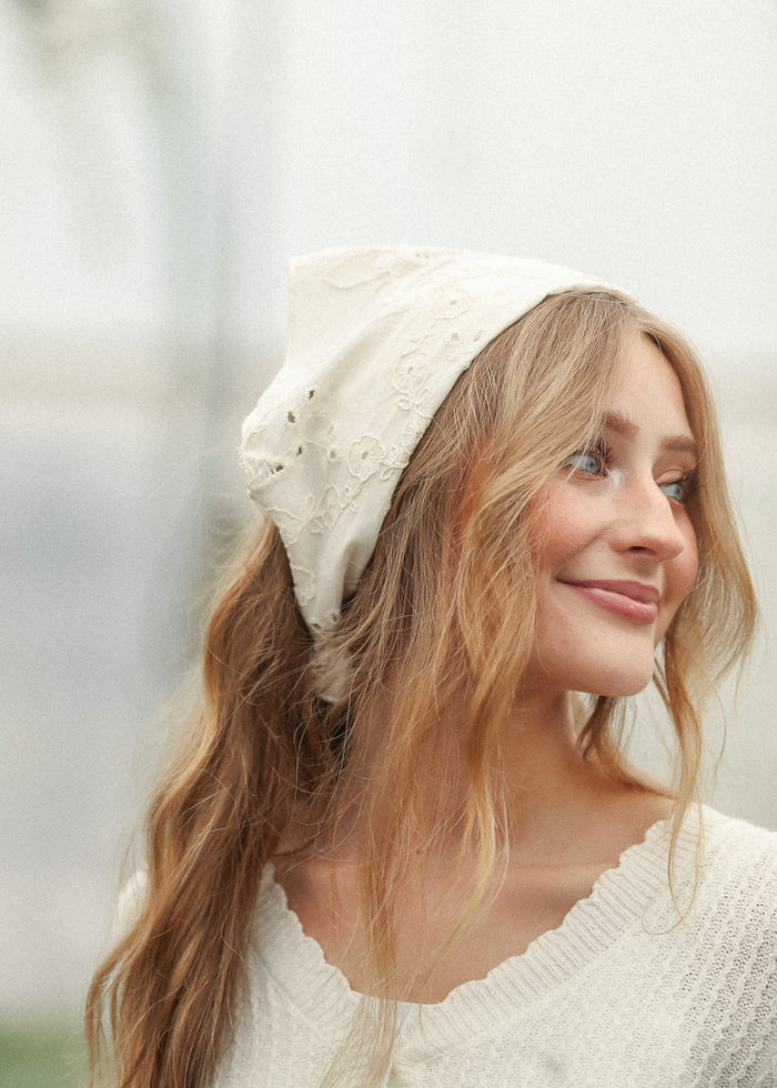 Cotton Floral Embroidered Scarf Accessory