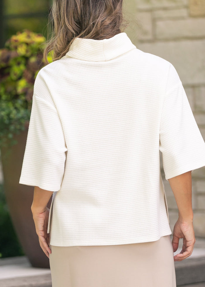 Cowl Neck Waffle Top FF Tops
