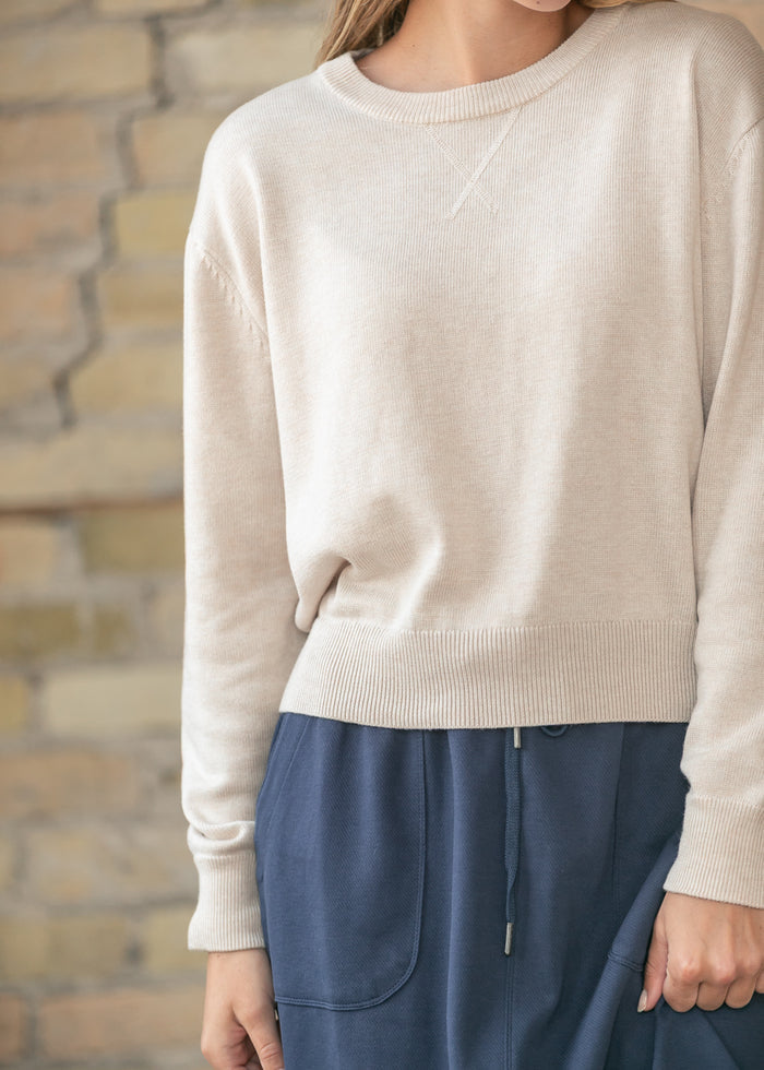 Crewneck Long Sleeve Sweater Top FF Tops