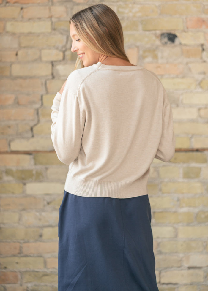 Crewneck Long Sleeve Sweater Top FF Tops