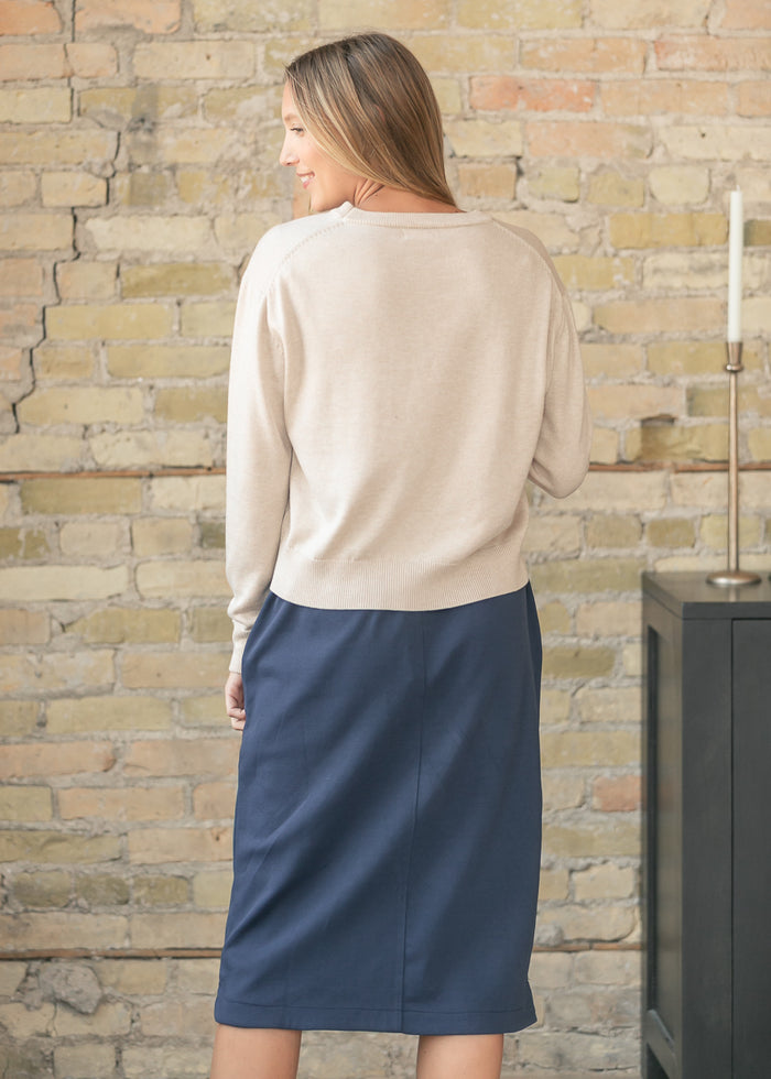 Crewneck Long Sleeve Sweater Top FF Tops