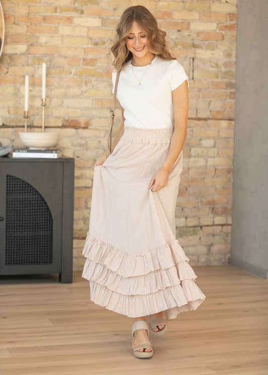 Crinkled Ruffle Maxi Skirt FF Skirts