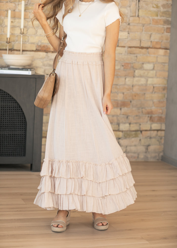 Crinkled Ruffle Maxi Skirt FF Skirts