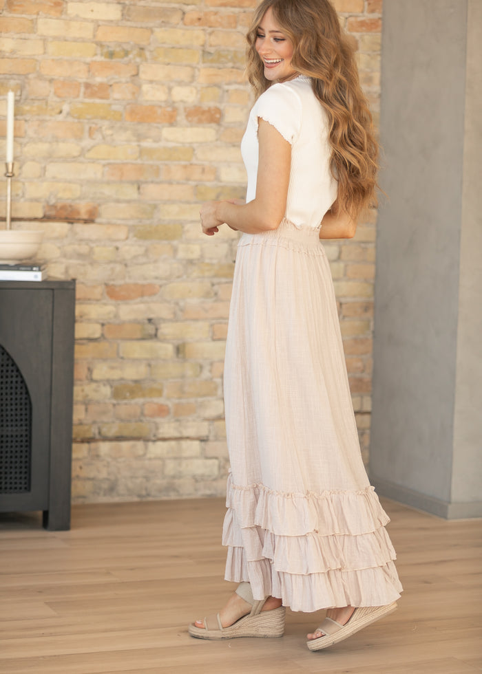 Crinkled Ruffle Maxi Skirt FF Skirts