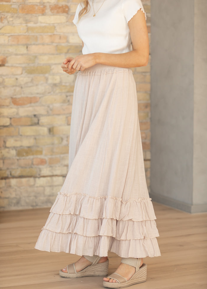 Crinkled Ruffle Maxi Skirt FF Skirts