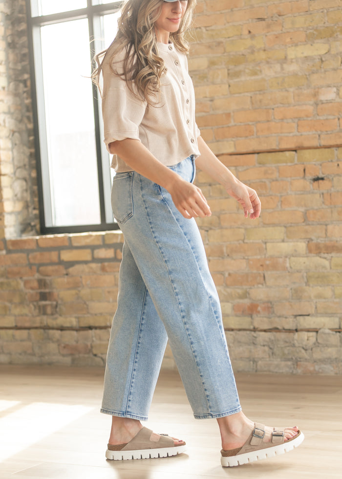 Cropped High Rise Barrel Jeans FF Pants